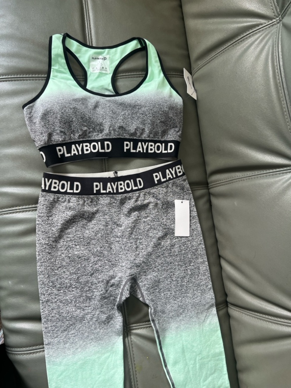 Women's Mint Gradient Seamless Sports Bra & Legging Set